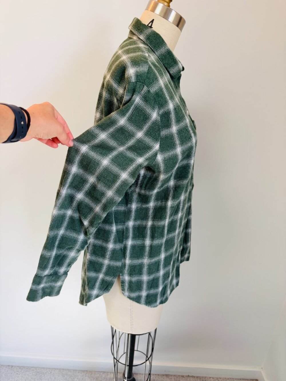 Madewell 90's Grunge/Gorpcore Oversized Forest Green Plaid Flannel Shirt - XS🌲✨ - Picture 7 of 14